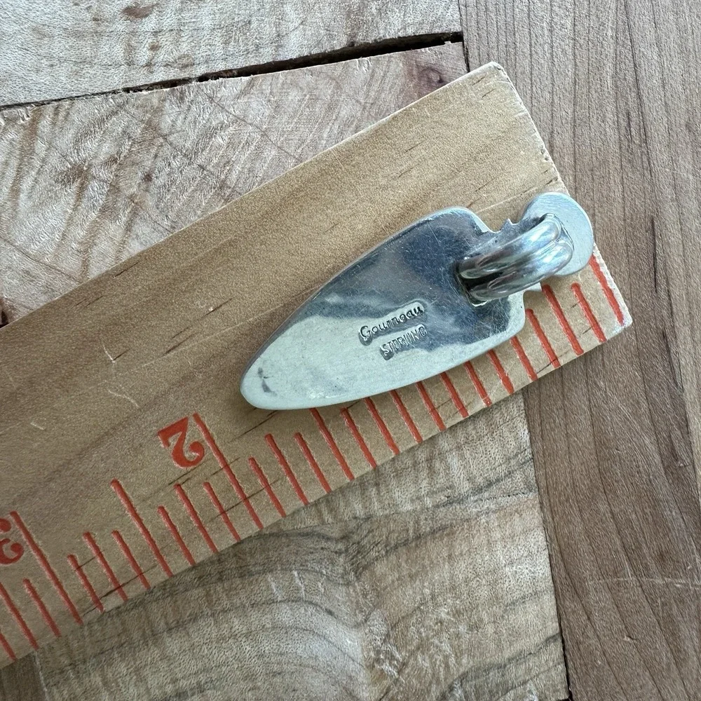 VTG‎ Thomas Gourneau Pendant 1.75 Inch Opalized Wood Moonstone 925 Sterling 8.6g
